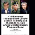 A Reminder for Thai Lieutenant General Boonsin Padklang and Thailand’s...